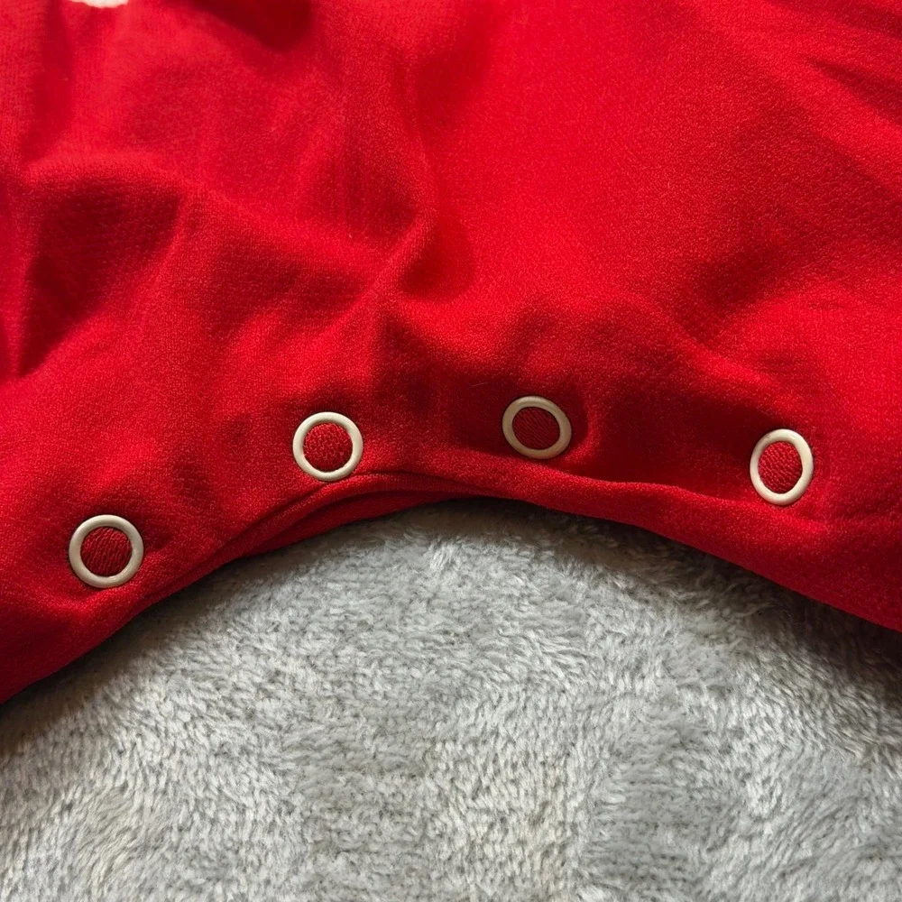 Rare Vintage Red Baby Footed Sleeper Romper with Hat 1970 up to 18 lbs Christmas